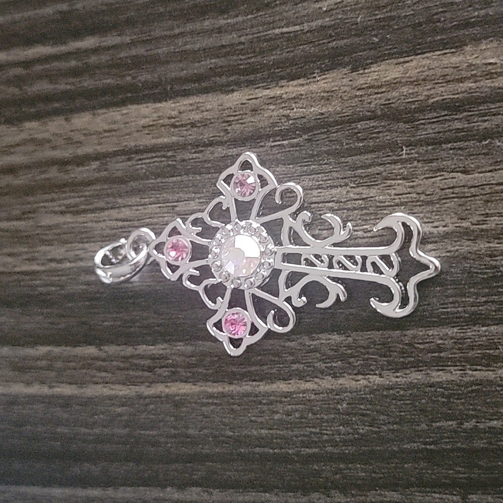 Pink Bling Cross for Necklace